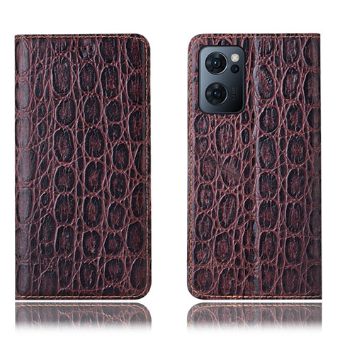 Funda de Cuero Cartera con Soporte Carcasa H16P para OnePlus Nord CE 2 5G Marron