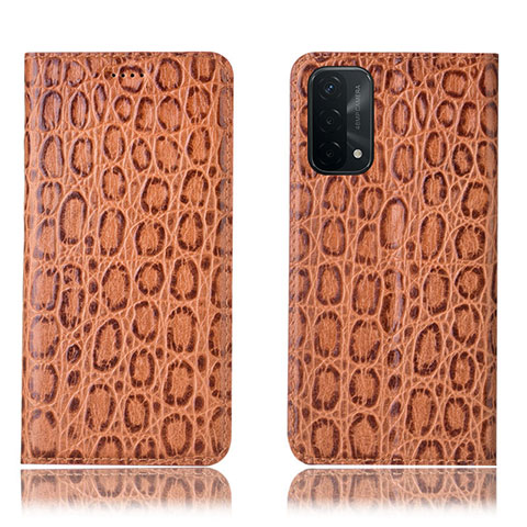 Funda de Cuero Cartera con Soporte Carcasa H16P para Oppo A54 5G Marron Claro