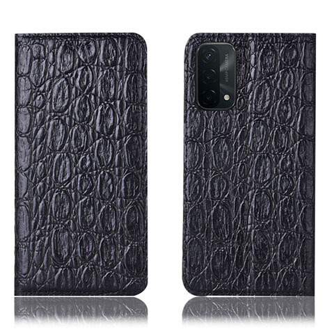 Funda de Cuero Cartera con Soporte Carcasa H16P para Oppo A54 5G Negro