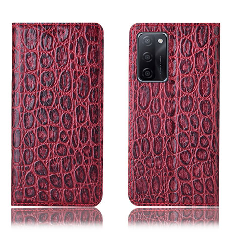 Funda de Cuero Cartera con Soporte Carcasa H16P para Oppo A55S 5G Rojo