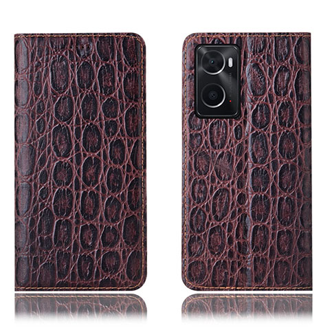 Funda de Cuero Cartera con Soporte Carcasa H16P para Oppo A76 Marron