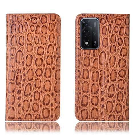 Funda de Cuero Cartera con Soporte Carcasa H16P para Oppo A93s 5G Marron Claro