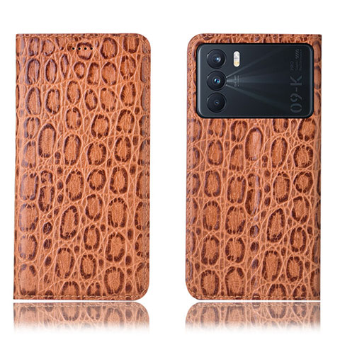 Funda de Cuero Cartera con Soporte Carcasa H16P para Oppo K9 Pro 5G Marron Claro