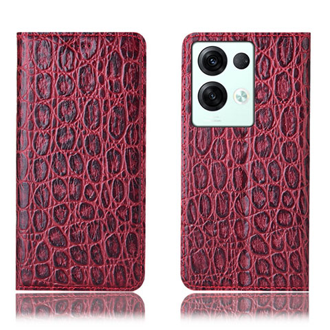 Funda de Cuero Cartera con Soporte Carcasa H16P para Oppo Reno8 Pro+ Plus 5G Rojo