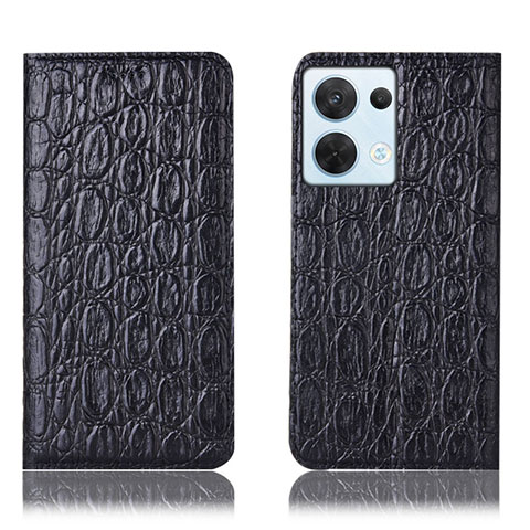 Funda de Cuero Cartera con Soporte Carcasa H16P para Oppo Reno9 5G Negro