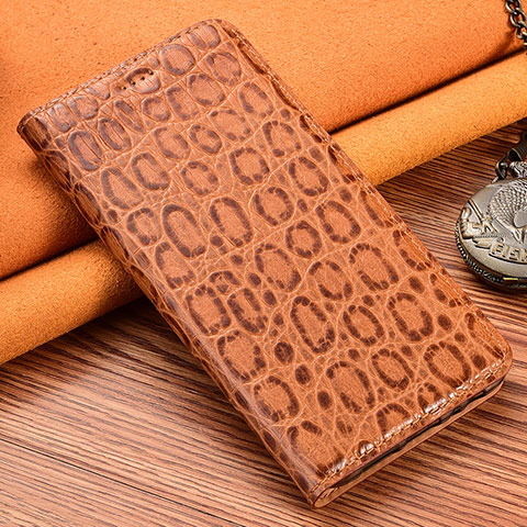 Funda de Cuero Cartera con Soporte Carcasa H16P para Realme C20A Marron Claro