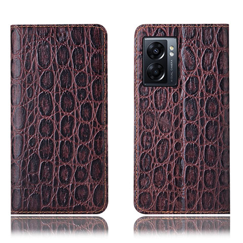 Funda de Cuero Cartera con Soporte Carcasa H16P para Realme Q5i 5G Marron