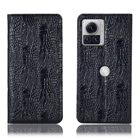 Funda de Cuero Cartera con Soporte Carcasa H17P para Motorola Moto Edge 30 Ultra 5G Negro