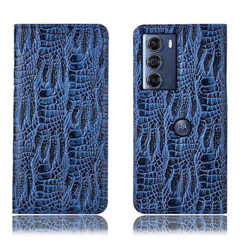 Funda de Cuero Cartera con Soporte Carcasa H17P para Motorola Moto Edge S30 5G Azul