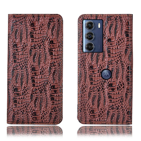 Funda de Cuero Cartera con Soporte Carcasa H17P para Motorola Moto G200 5G Marron