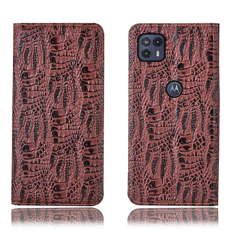 Funda de Cuero Cartera con Soporte Carcasa H17P para Motorola Moto G50 5G Marron