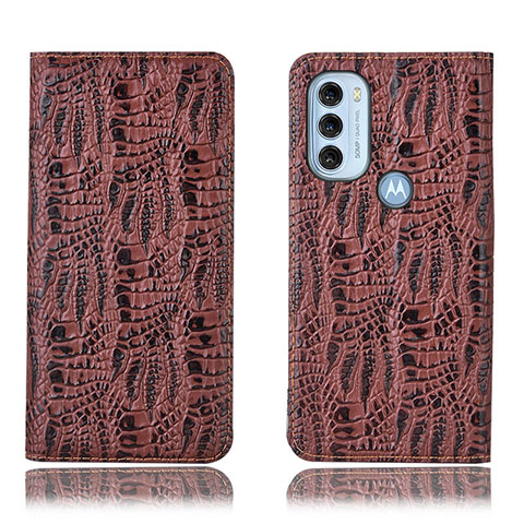 Funda de Cuero Cartera con Soporte Carcasa H17P para Motorola Moto G71 5G Marron