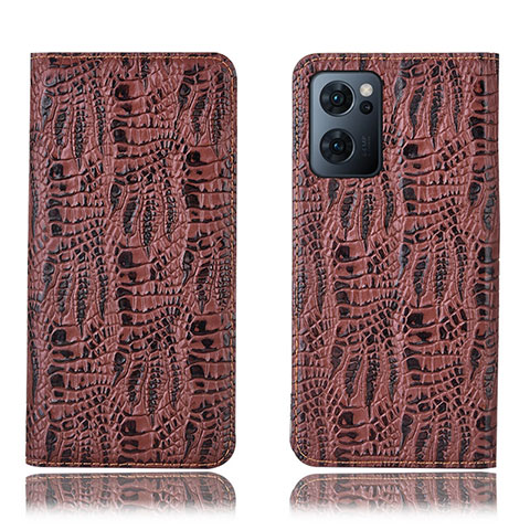 Funda de Cuero Cartera con Soporte Carcasa H17P para OnePlus Nord CE 2 5G Marron