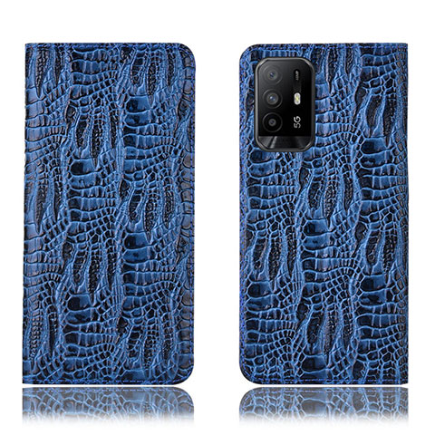 Funda de Cuero Cartera con Soporte Carcasa H17P para Oppo A94 5G Azul