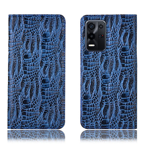 Funda de Cuero Cartera con Soporte Carcasa H17P para Oppo K9X 5G Azul