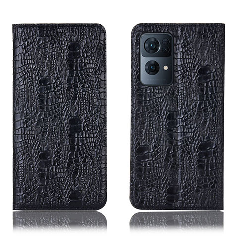 Funda de Cuero Cartera con Soporte Carcasa H17P para Oppo Reno7 Pro 5G Negro