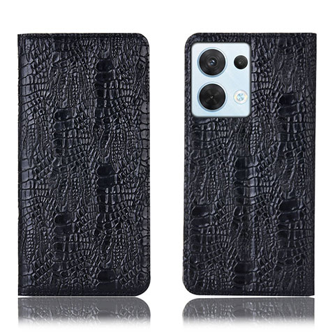 Funda de Cuero Cartera con Soporte Carcasa H17P para Oppo Reno8 5G Negro