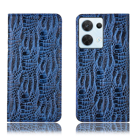 Funda de Cuero Cartera con Soporte Carcasa H17P para Oppo Reno9 5G Azul