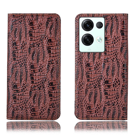 Funda de Cuero Cartera con Soporte Carcasa H17P para Oppo Reno9 Pro+ Plus 5G Marron