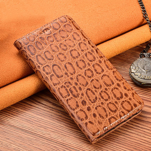 Funda de Cuero Cartera con Soporte Carcasa H18 para Apple iPhone 13 Marron Claro