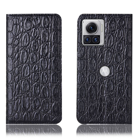 Funda de Cuero Cartera con Soporte Carcasa H18P para Motorola Moto Edge 30 Ultra 5G Negro