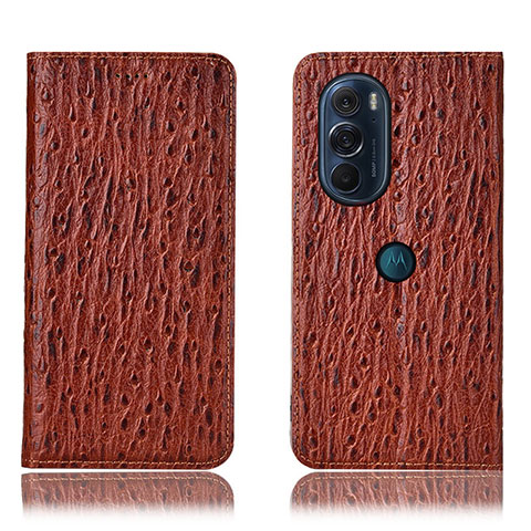 Funda de Cuero Cartera con Soporte Carcasa H18P para Motorola Moto Edge Plus (2022) 5G Marron