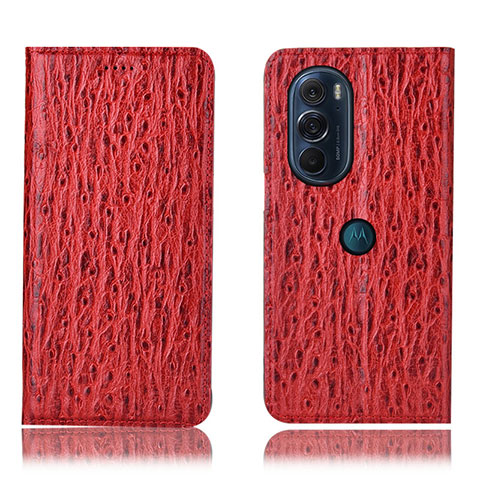 Funda de Cuero Cartera con Soporte Carcasa H18P para Motorola Moto Edge Plus (2022) 5G Rojo