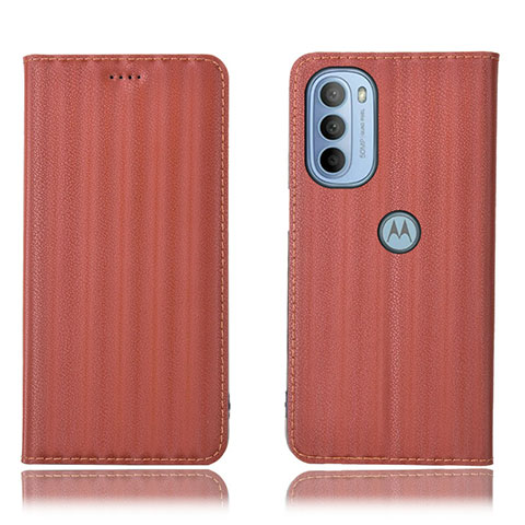 Funda de Cuero Cartera con Soporte Carcasa H18P para Motorola Moto G31 Marron