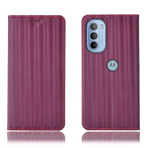 Funda de Cuero Cartera con Soporte Carcasa H18P para Motorola Moto G31 Morado