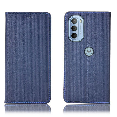 Funda de Cuero Cartera con Soporte Carcasa H18P para Motorola Moto G41 Azul