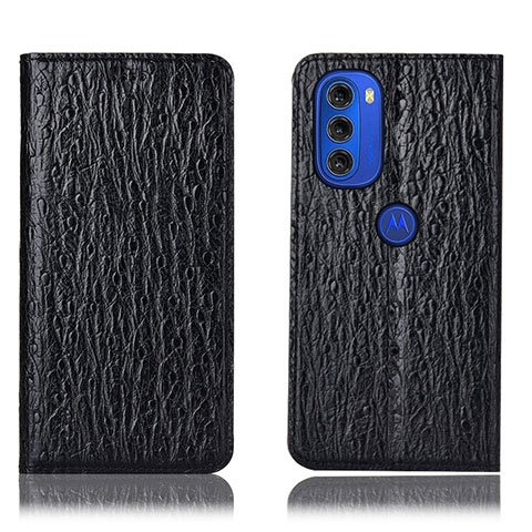 Funda de Cuero Cartera con Soporte Carcasa H18P para Motorola Moto G51 5G Negro