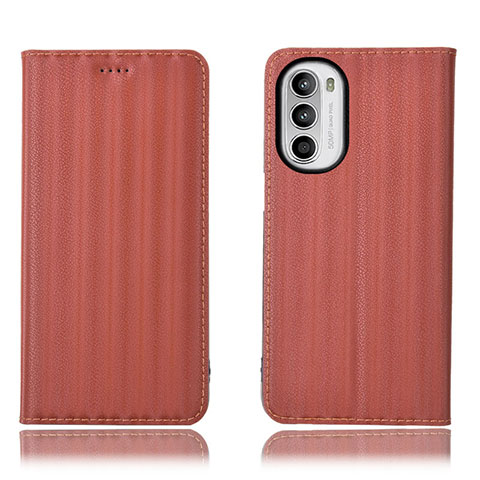 Funda de Cuero Cartera con Soporte Carcasa H18P para Motorola MOTO G52 Marron