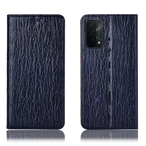 Funda de Cuero Cartera con Soporte Carcasa H18P para Oppo A54 5G Azul