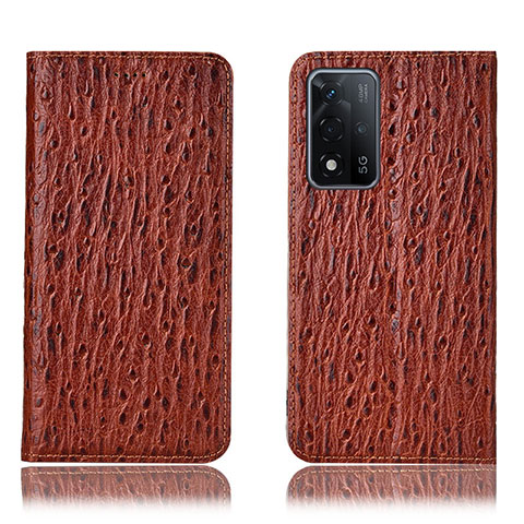 Funda de Cuero Cartera con Soporte Carcasa H18P para Oppo A93s 5G Marron