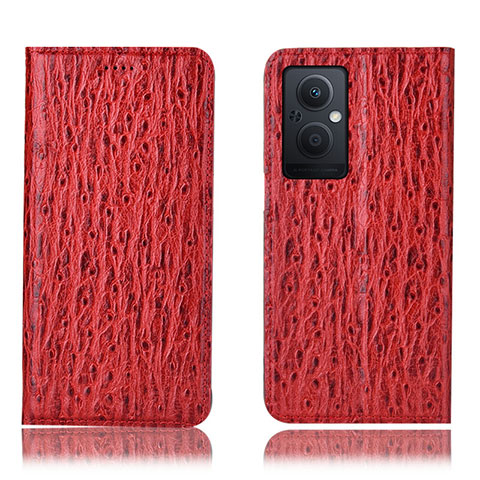 Funda de Cuero Cartera con Soporte Carcasa H18P para Oppo F21s Pro 5G Rojo