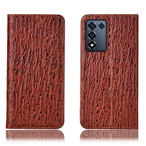 Funda de Cuero Cartera con Soporte Carcasa H18P para Oppo K9S 5G Marron