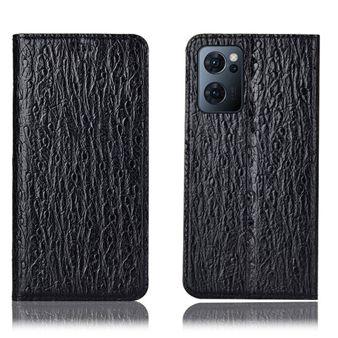 Funda de Cuero Cartera con Soporte Carcasa H18P para Oppo Reno7 5G Negro