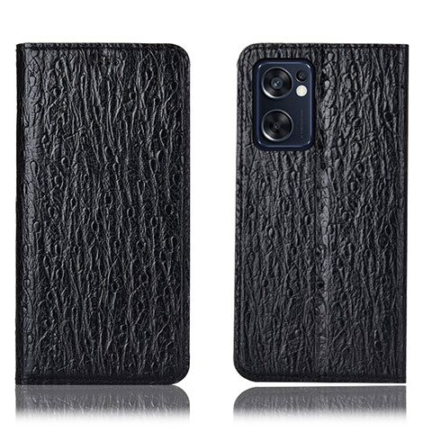 Funda de Cuero Cartera con Soporte Carcasa H18P para Oppo Reno7 SE 5G Negro