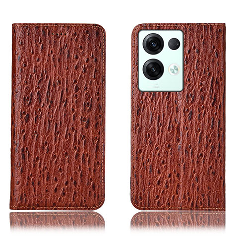 Funda de Cuero Cartera con Soporte Carcasa H18P para Oppo Reno8 Pro 5G Marron