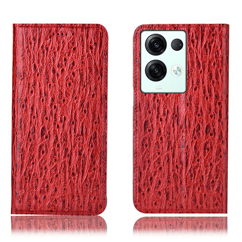 Funda de Cuero Cartera con Soporte Carcasa H18P para Oppo Reno9 Pro+ Plus 5G Rojo