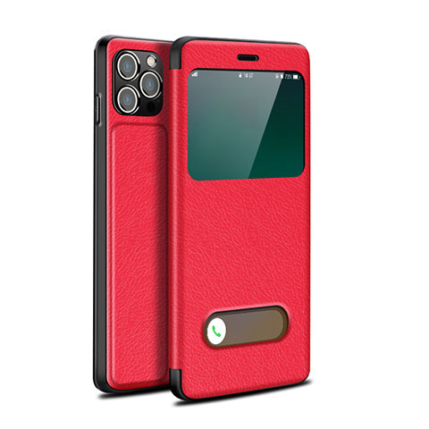 Funda de Cuero Cartera con Soporte Carcasa H19 para Apple iPhone 14 Pro Max Rojo