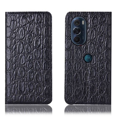 Funda de Cuero Cartera con Soporte Carcasa H19P para Motorola Moto Edge 30 Pro 5G Negro