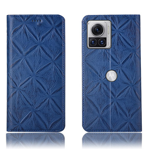 Funda de Cuero Cartera con Soporte Carcasa H19P para Motorola Moto Edge 30 Ultra 5G Azul