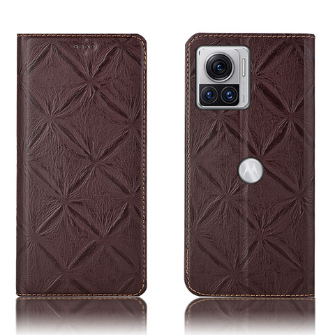 Funda de Cuero Cartera con Soporte Carcasa H19P para Motorola Moto Edge 30 Ultra 5G Marron