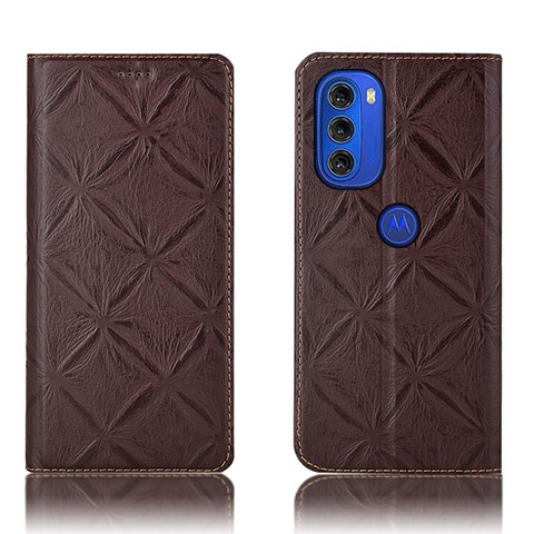 Funda de Cuero Cartera con Soporte Carcasa H19P para Motorola Moto G51 5G Marron