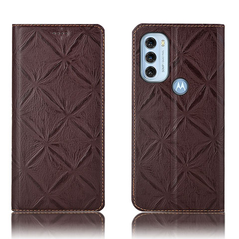 Funda de Cuero Cartera con Soporte Carcasa H19P para Motorola Moto G71 5G Marron