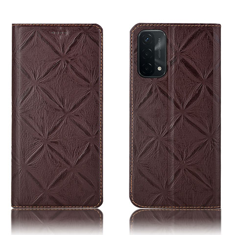 Funda de Cuero Cartera con Soporte Carcasa H19P para Oppo A54 5G Marron