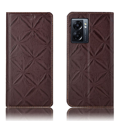 Funda de Cuero Cartera con Soporte Carcasa H19P para Oppo A56S 5G Marron