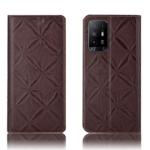 Funda de Cuero Cartera con Soporte Carcasa H19P para Oppo A95 5G Marron