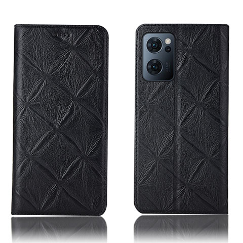 Funda de Cuero Cartera con Soporte Carcasa H19P para Oppo Find X5 Lite 5G Negro